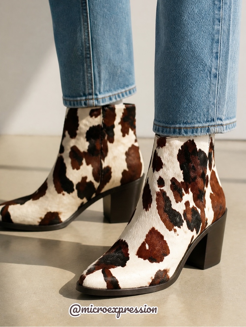 RARE Frye Georgia Short Cow Pattern Fur Leather Cowboy Pull On Western AnkleBoot
